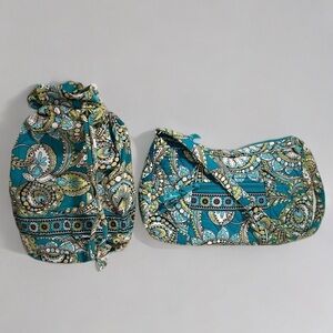 Vera Bradley New Hobo Small Satchel & Lined Ditty Bag Set in Retired Peacock